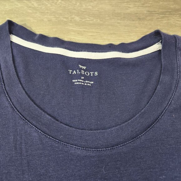 Talbots 100% Pima Cotton Navy Scoop Neck 3/4 Sleeve Tee Women's Size M - Picture 7 of 11